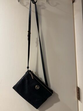 Michael Kors Black Leather Crossbody with Gold Hardware